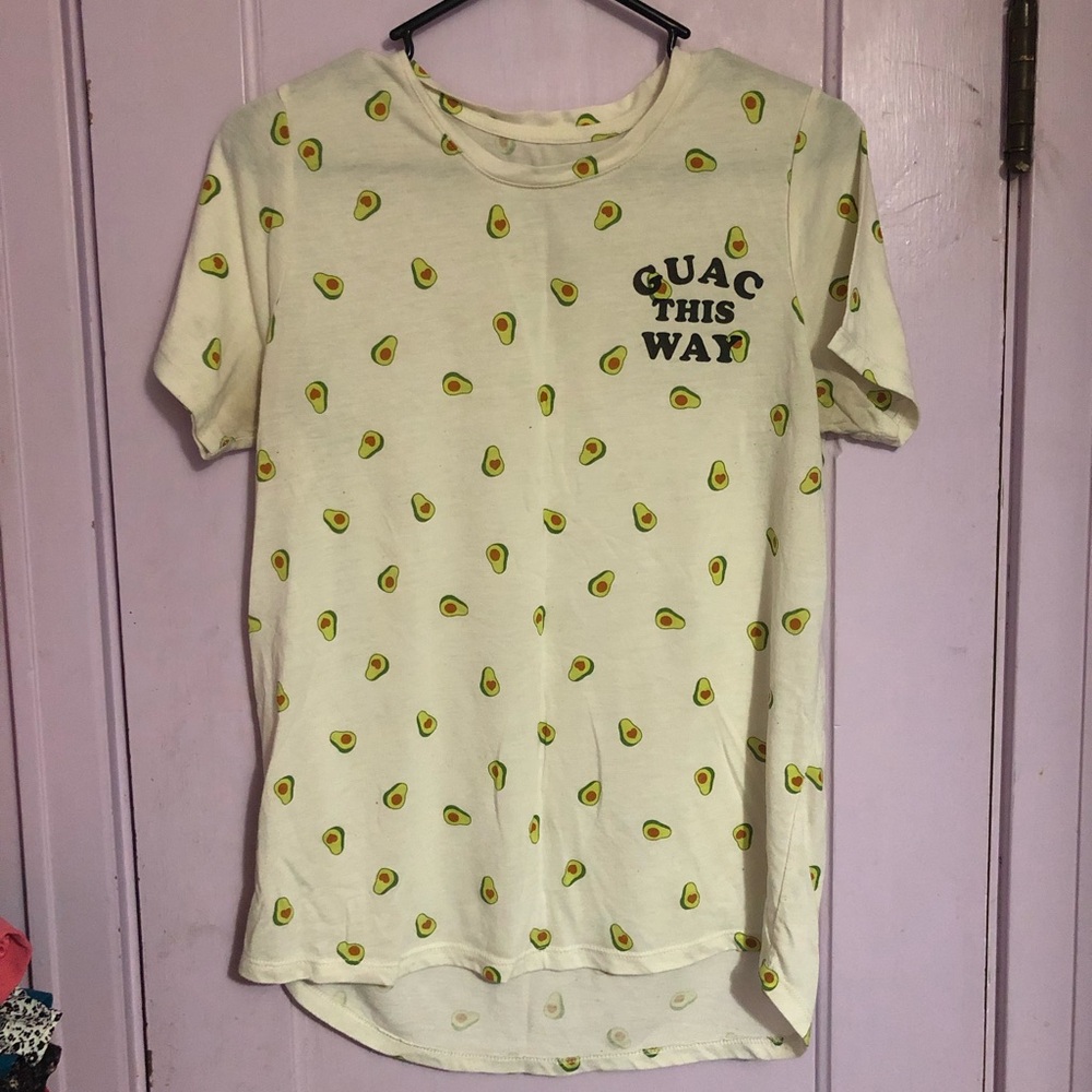 Mighty Fine Cream Avocado Print 'Guac This Way' Short Sleeve Tee
